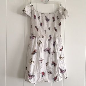 Off the shoulder white butterfly dress
